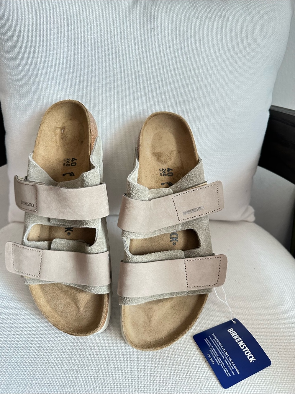 Birkenstock Arizona Pale Pink Two-Strap Suede Sandals